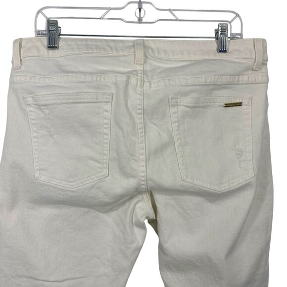 M Michael Kors Dillon Relaxed Ankle Jeans Women size 10 White Destressed Denim - Picture 5 of 14